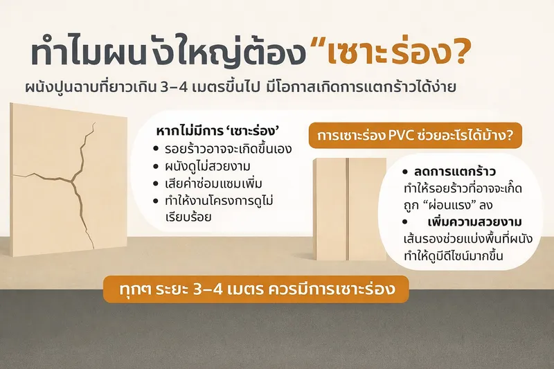 ❓ ทำไมผนังใหญ่ต้อง “เซาะร่อง”