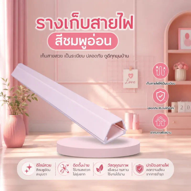 รางสายไฟสีชมพูอ่อน