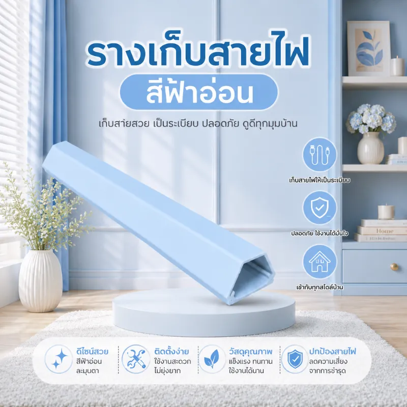รางสายไฟสีฟ้าอ่อน