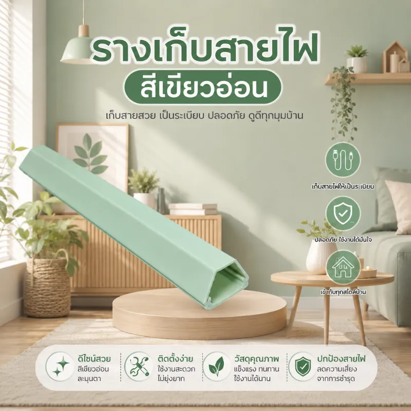 รางสายไฟสีเขียวอ่อน