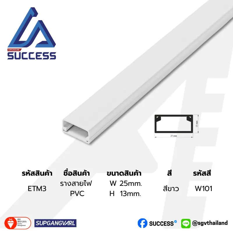 ETM - รางสายไฟทรงสี่เหลี่ยมคู่ช่อง ETM3