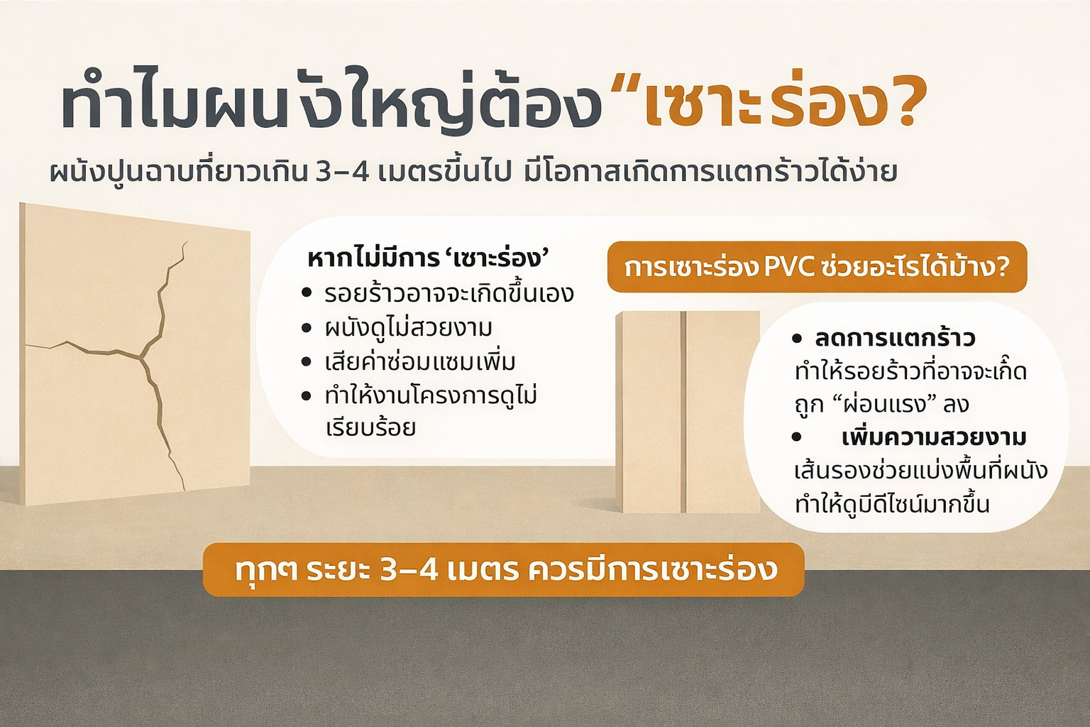 ❓ ทำไมผนังใหญ่ต้อง “เซาะร่อง”
