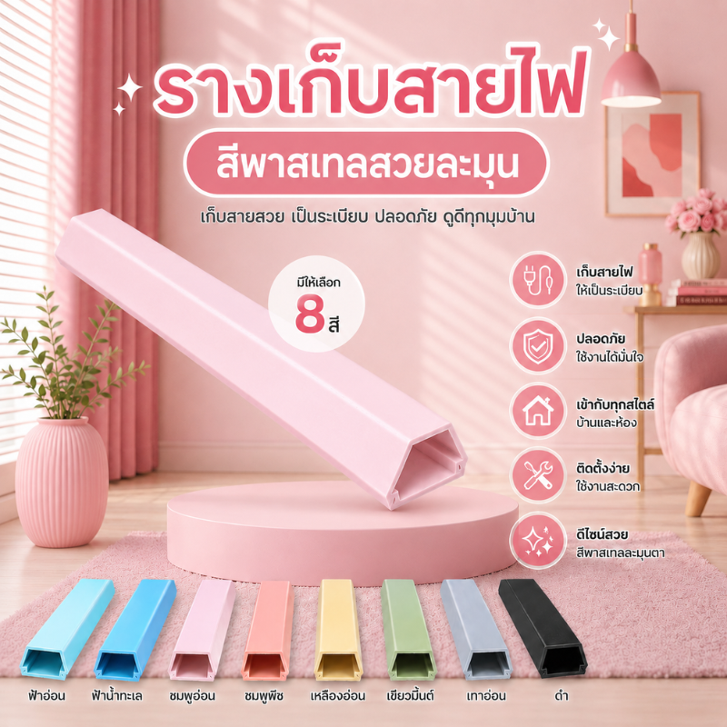 รางสายไฟสีพาสเทล